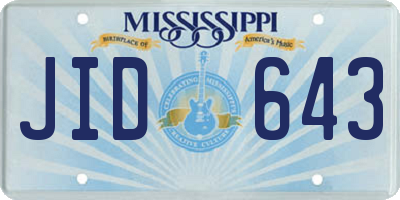 MS license plate JID643