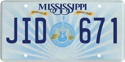 MS license plate JID671