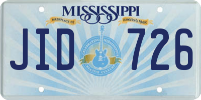 MS license plate JID726