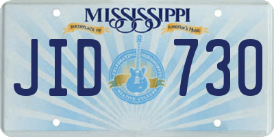 MS license plate JID730
