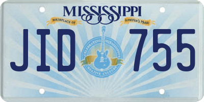 MS license plate JID755