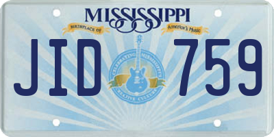 MS license plate JID759