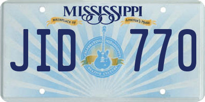 MS license plate JID770
