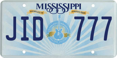 MS license plate JID777