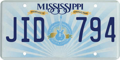 MS license plate JID794