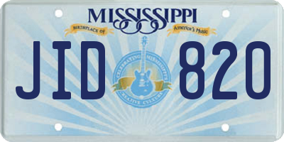 MS license plate JID820