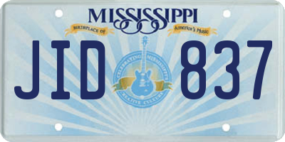 MS license plate JID837