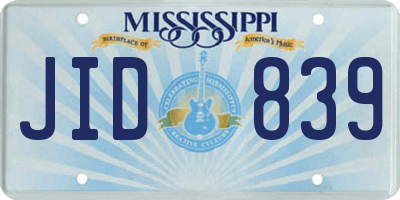 MS license plate JID839