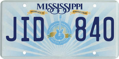 MS license plate JID840