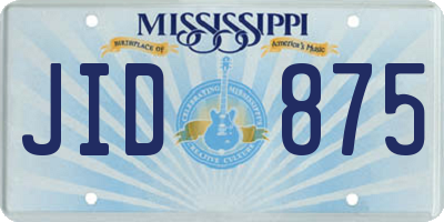MS license plate JID875