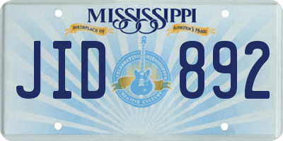 MS license plate JID892