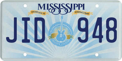 MS license plate JID948