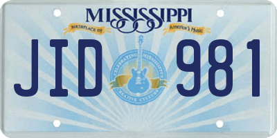 MS license plate JID981