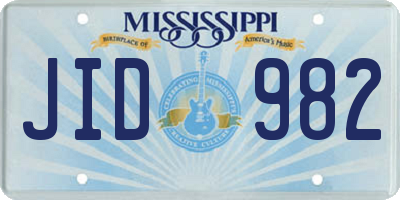 MS license plate JID982