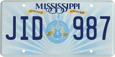 MS license plate JID987