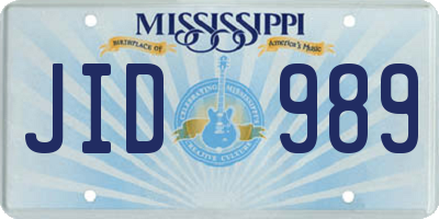 MS license plate JID989