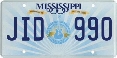 MS license plate JID990