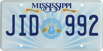 MS license plate JID992