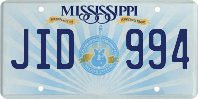MS license plate JID994