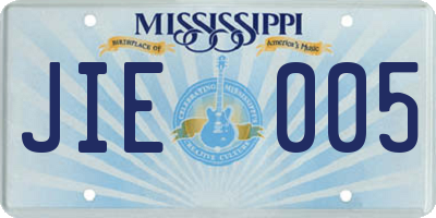 MS license plate JIE005