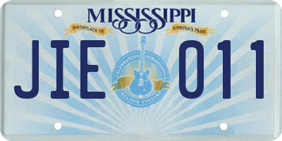 MS license plate JIE011