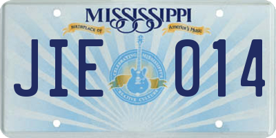 MS license plate JIE014