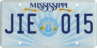 MS license plate JIE015