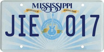 MS license plate JIE017