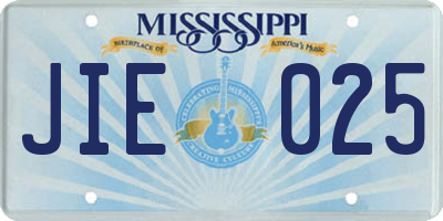 MS license plate JIE025