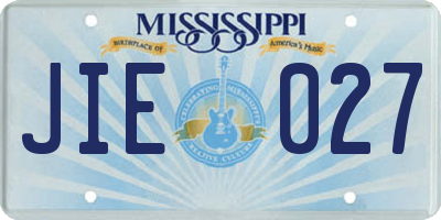 MS license plate JIE027