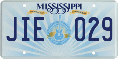 MS license plate JIE029