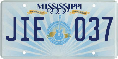 MS license plate JIE037