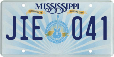 MS license plate JIE041