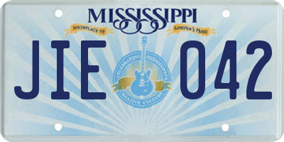MS license plate JIE042