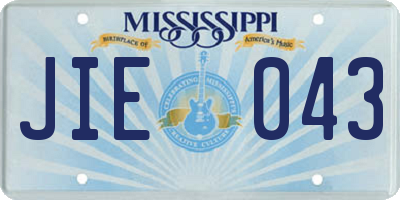MS license plate JIE043