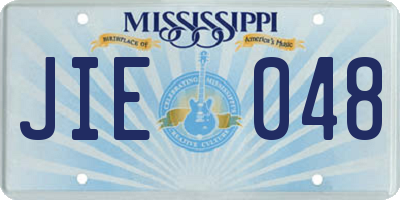MS license plate JIE048