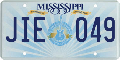 MS license plate JIE049