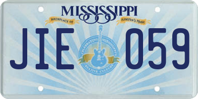 MS license plate JIE059