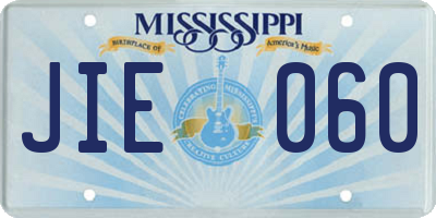 MS license plate JIE060