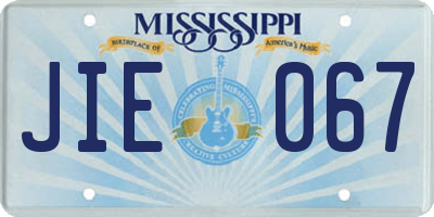 MS license plate JIE067