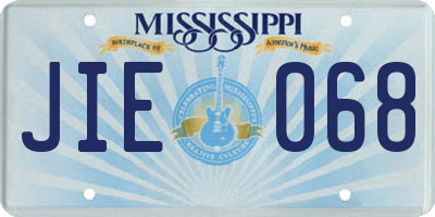 MS license plate JIE068