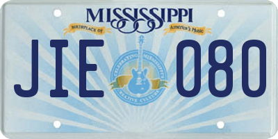 MS license plate JIE080