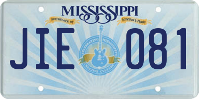 MS license plate JIE081