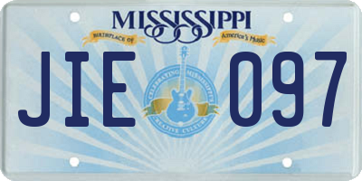 MS license plate JIE097