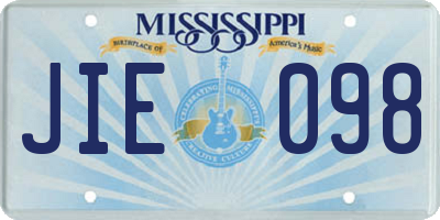 MS license plate JIE098