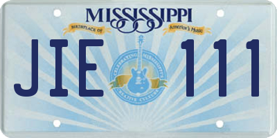 MS license plate JIE111