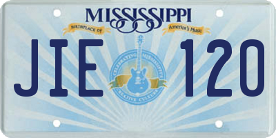 MS license plate JIE120