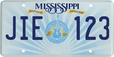 MS license plate JIE123