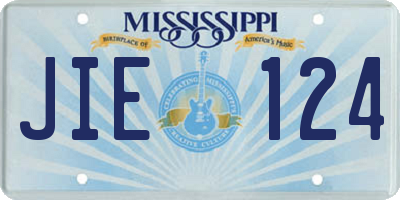 MS license plate JIE124