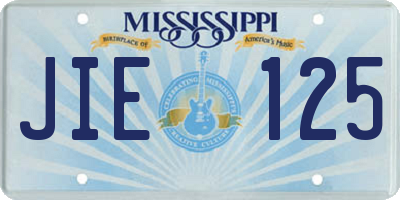 MS license plate JIE125